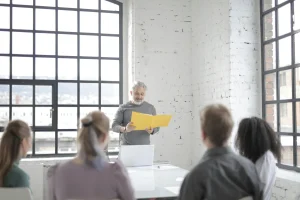 A man presentation in front of people